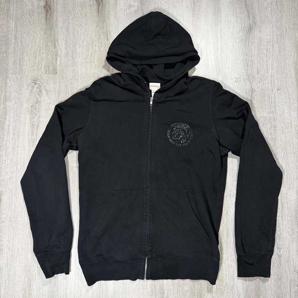 Mens Diesel Only The Brave Logo Full Zip Hoodie Large Fits Medium Y2K Grunge